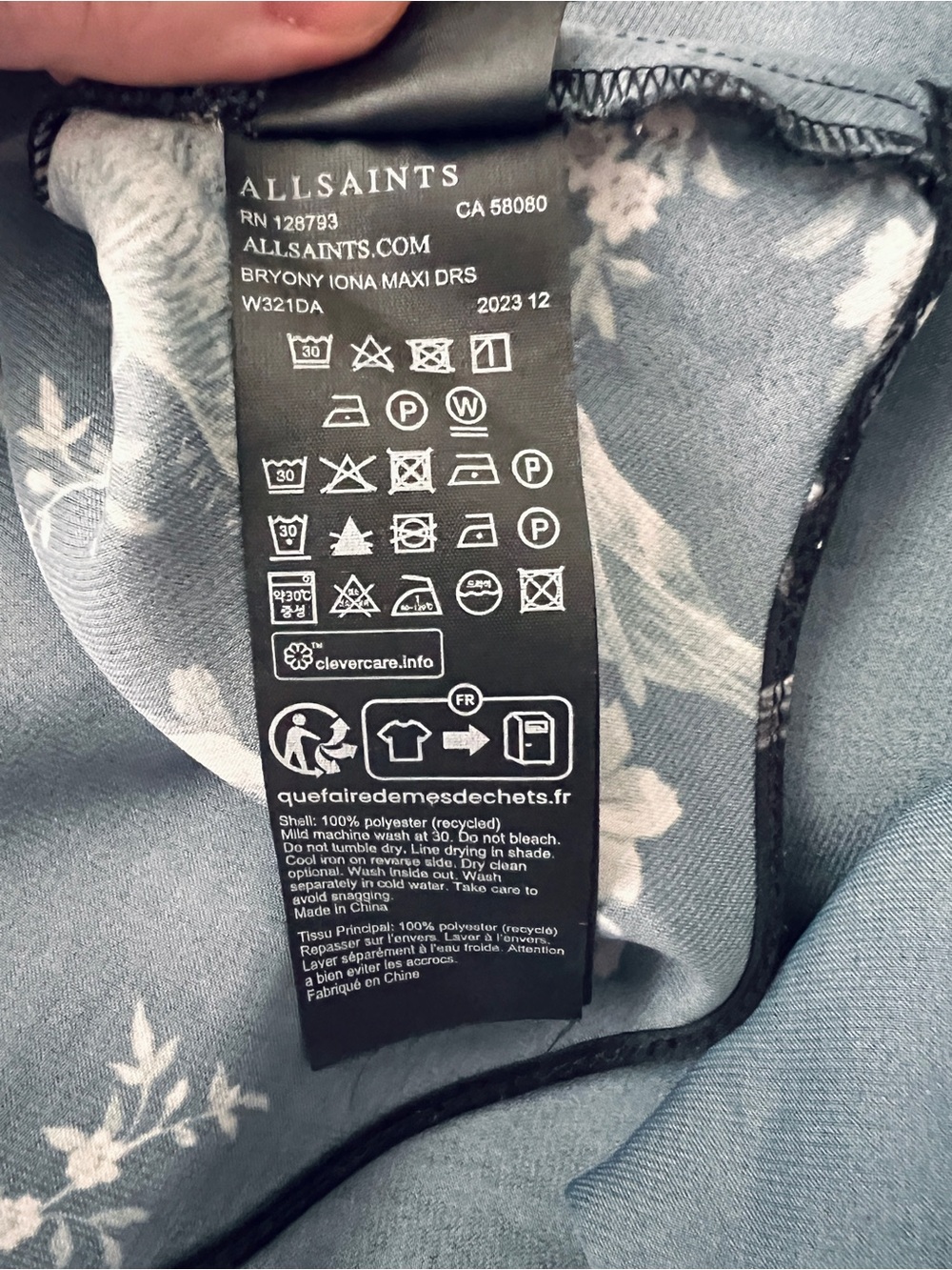 AllSaints Black Floral and Parakeet Print Slip Dress - Picture 5 of 5